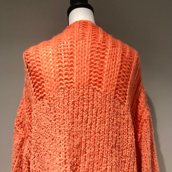 Free People Orange Chamomile Wool Blend Open Front Chunky Cardigan Sweater SZ XS - Picture 8 of 10